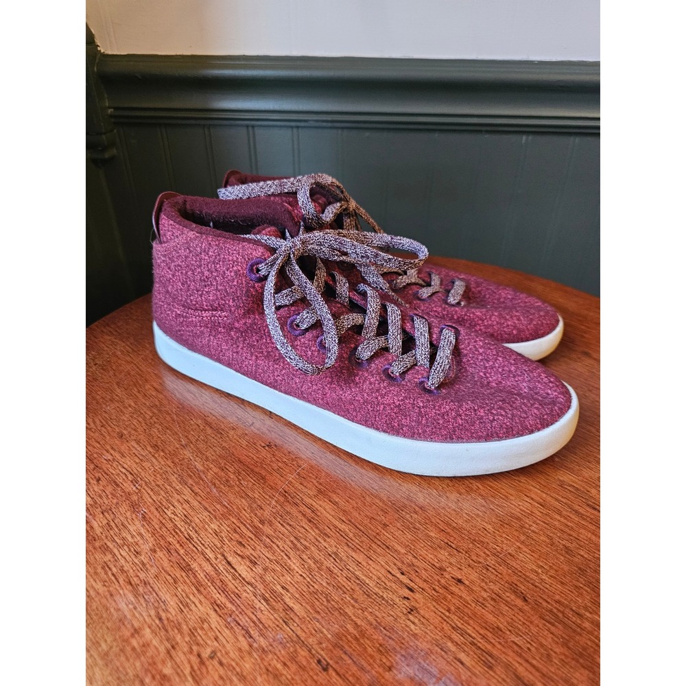 Allbirds Mens Wool Piper Mid Top Sneakers Shoes Burgundy Red size 9